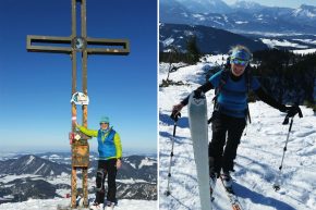 Bereits acht Wochen nach der Implantation eines künstlichen Kniegelenks genoss Dr. Silvie Lassmann die erste Skitour auf ihrem Hausberg „Schlenken“.