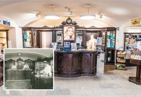 3 Verkaufsraum der Apotheke „Zum Schwarzen Adler“ in den 1920er-Jahren. / 4 Bis heute hat sich die Adler-­Apotheke durch die gediegene Inneneinrichtung ihren historischen Charme bewahrt.