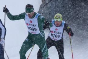 Dr. Schauer im Windschatten von Dr. Hoser beim Kaiser-Maximilian-Lauf (60 Kilometer).