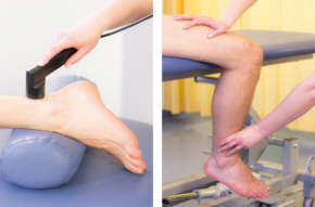 Ultraschallbehandlung der Achillessehne / Muskelfunktionsmassage der Quadricepsmuskulatur